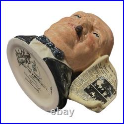 Signed Royal Doulton Winston Churchill Character Jug with News Chronicle Handle