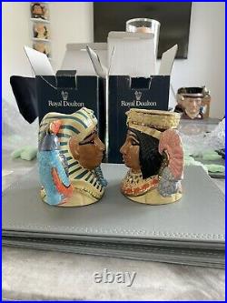Small Size Pair Of Doulton Character Jugs Tutankhamen & Ankhasenamun
