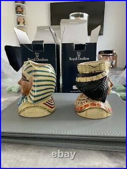 Small Size Pair Of Doulton Character Jugs Tutankhamen & Ankhasenamun