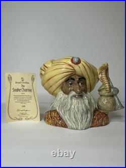 The Snake Charmer Royal Doulton D6912 Large Character Toby Jug Mug 1991 with COA