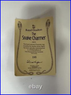 The Snake Charmer Royal Doulton D6912 Large Character Toby Jug Mug 1991 with COA