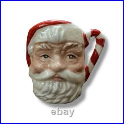 Tiny Royal Doulton Santa Claus Face Mug Candy Cane Toby Miniature 6980