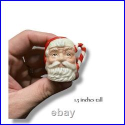 Tiny Royal Doulton Santa Claus Face Mug Candy Cane Toby Miniature 6980