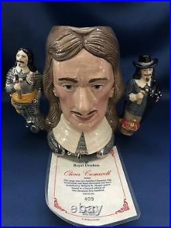 VTG Royal Doulton Character Jug OLIVER CROMWELL D6968-Dbl Handle COA 409/2500