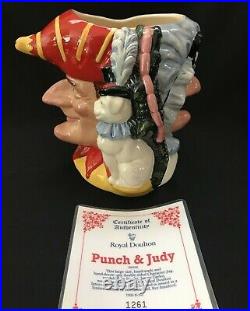 VTG Royal Doulton Character Toby Jug PUNCH & JUDY D6946 withCOA 1261/2500 7 TALL