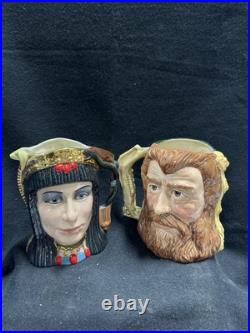 VTG Royal Doulton PAIR Two Faced TOBY CHARACTER JUGS Cleopatra, Samson Mugs 7
