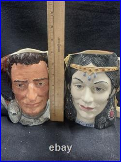 VTG Royal Doulton PAIR Two Faced TOBY CHARACTER JUGS Cleopatra, Samson Mugs 7
