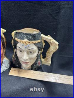 VTG Royal Doulton PAIR Two Faced TOBY CHARACTER JUGS Cleopatra, Samson Mugs 7