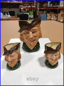 Vintage 1946 Royal Doulton Toby's 1 Large & 2 Medium Robin Hood