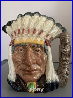 Vintage 7.5 Royal Doulton 1966 North American Indian Toby Pitcher Mug D6611