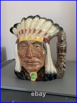 Vintage 7.5 Royal Doulton 1966 North American Indian Toby Pitcher Mug D6611