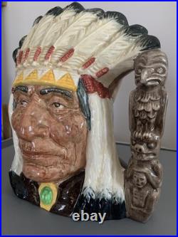 Vintage 7.5 Royal Doulton 1966 North American Indian Toby Pitcher Mug D6611