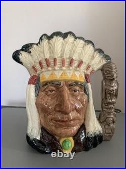 Vintage 7.5 Royal Doulton 1966 North American Indian Toby Pitcher Mug D6611