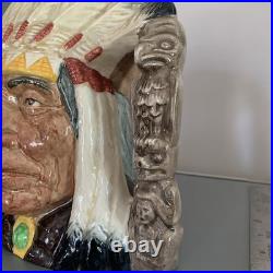 Vintage 7.5 Royal Doulton 1966 North American Indian Toby Pitcher Mug D6611