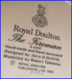 Vintage Large Royal Doulton Toby Mug. The Fireman. D6697 1982. 7 Tall