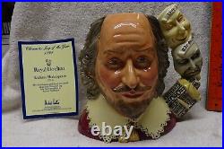 Vintage ROYAL DOULTON Character Jug Lg SHAKESPEARE w COA JUG of YEAR