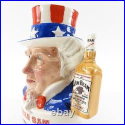 Vintage ROYAL DOULTON Jim Beam LIQUOR DECANTER UNCLE SAM with Whiskey Bottle