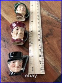 Vintage Royal Doulton Miniature tiny character Toby jugs, Set of 3 Hand Painted