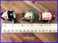 Vintage Royal Doulton Miniature tiny character Toby jugs, Set of 3 Hand Painted