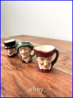 Vintage Royal Doulton Miniature tiny character Toby jugs, Set of 3 Hand Painted