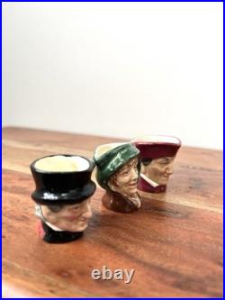 Vintage Royal Doulton Miniature tiny character Toby jugs, Set of 3 Hand Painted