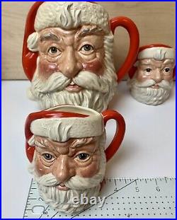 Vintage Royal Doulton Santa Jug & 2 matching mugs Toby Character 1983 England
