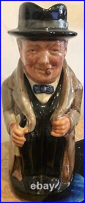 Vintage Royal Doulton Winston Churchill Toby Jugs 1 Lg. Jug & 3 Small