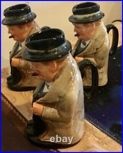 Vintage Royal Doulton Winston Churchill Toby Jugs 1 Lg. Jug & 3 Small