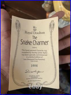 Vntg 1991 Royal Doulton Snake Charmer Jug D6912 1004/2500 Mint Condition W Cert