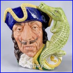 Vtg Royal Doulton CAPTAIN HOOK Large Character Jug Toby Mug D6597 Croc Handle
