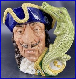 Vtg Royal Doulton CAPTAIN HOOK Large Character Jug Toby Mug D6597 Croc Handle