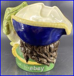 Vtg Royal Doulton CAPTAIN HOOK Large Character Jug Toby Mug D6597 Croc Handle