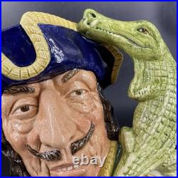 Vtg Royal Doulton CAPTAIN HOOK Large Character Jug Toby Mug D6597 Croc Handle