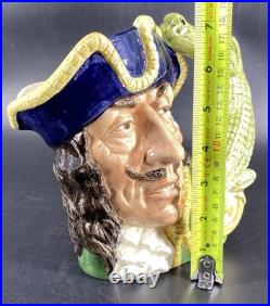 Vtg Royal Doulton CAPTAIN HOOK Large Character Jug Toby Mug D6597 Croc Handle