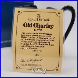 Vtg Royal Doulton Old Charley D6761 Character Toby Jug Ltd Ed Box & COA #208