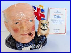 Vtg Royal Doulton WINSTON CHURCHILL Toby Jug Large 1992 Special Edition BULLDOG