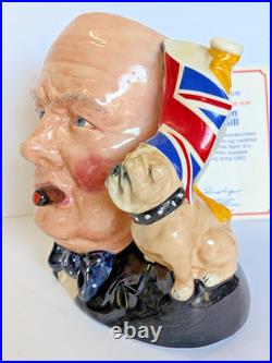 Vtg Royal Doulton WINSTON CHURCHILL Toby Jug Large 1992 Special Edition BULLDOG