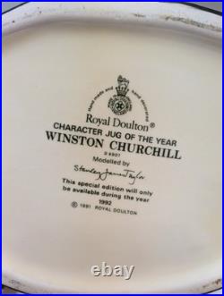 Vtg Royal Doulton WINSTON CHURCHILL Toby Jug Large 1992 Special Edition BULLDOG
