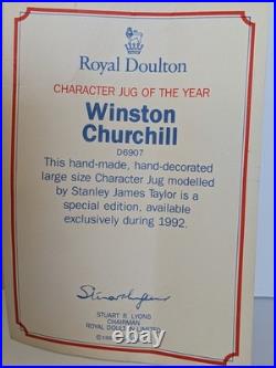 Vtg Royal Doulton WINSTON CHURCHILL Toby Jug Large 1992 Special Edition BULLDOG