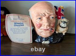 Vtg Royal Doulton WINSTON CHURCHILL Toby Jug Large 1992 Special Edition BULLDOG