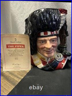 Vtg THE PIPER D6918 Royal Doulton Large Character Jug COA Ltd Ed 920/2500 1992